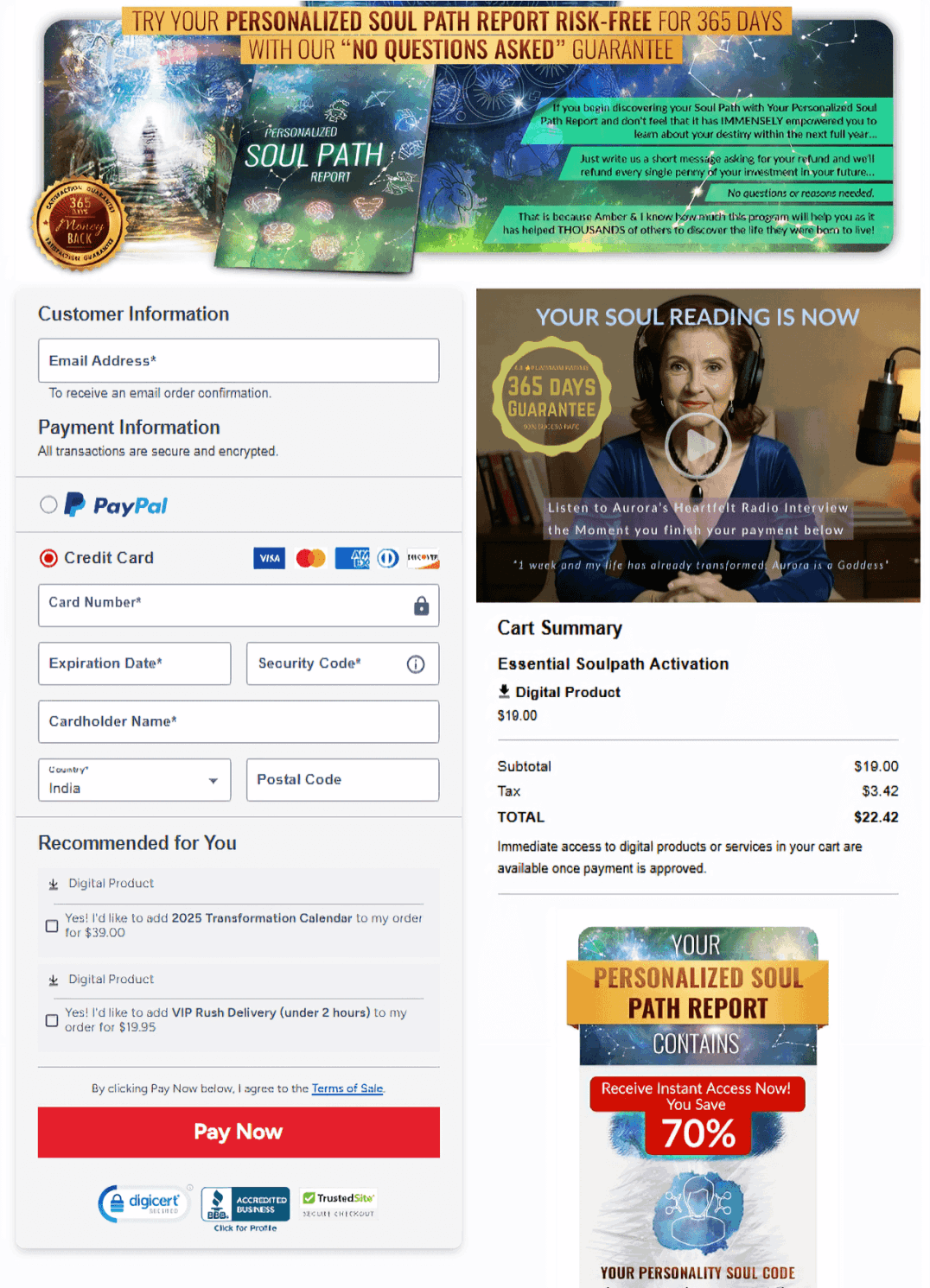 Soul Manifestation secure ClickBank checkout page